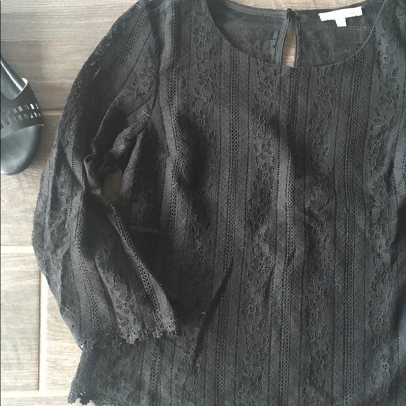 Black Dressy Lace Crop Top - Picture 1 of 2